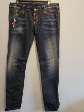 Rare DSQUARED2 Embroidered Slim Fit Distressed Jeans W44 (Circa 2012)